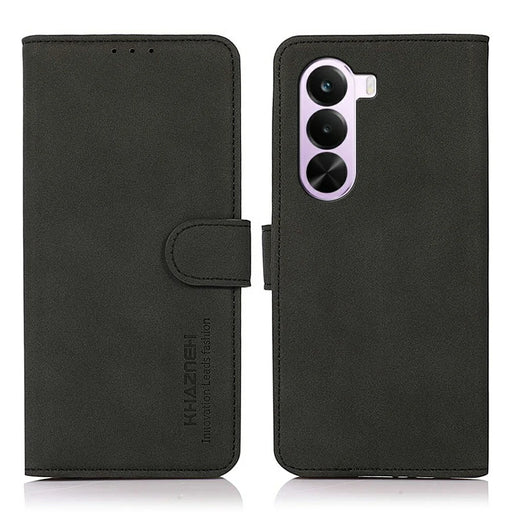 KHAZNEH For OnePlus Nord CE6 Lite 5G  /  Realme P4x 5G Case Anti Scratch PU Leather Wallet Stand Phone Cover - Black - 1