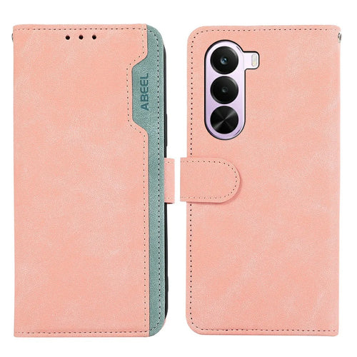 ABEEL For OnePlus Nord CE6 Lite 5G  /  Realme P4x 5G Case Color Splicing Leather Flip Phone Cover RFID Blocking - Pink - 1