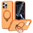 For iPhone 16 Pro Magnetic Case Ring Holder Kickstand PC + TPU Dual-Layer Protective Phone Cover - Orange - 1
