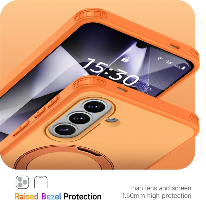 For Samsung Galaxy A37 5G Magnetic Case Ring Holder Kickstand PC + TPU Dual-Layer Protective Phone Cover - Orange - 4