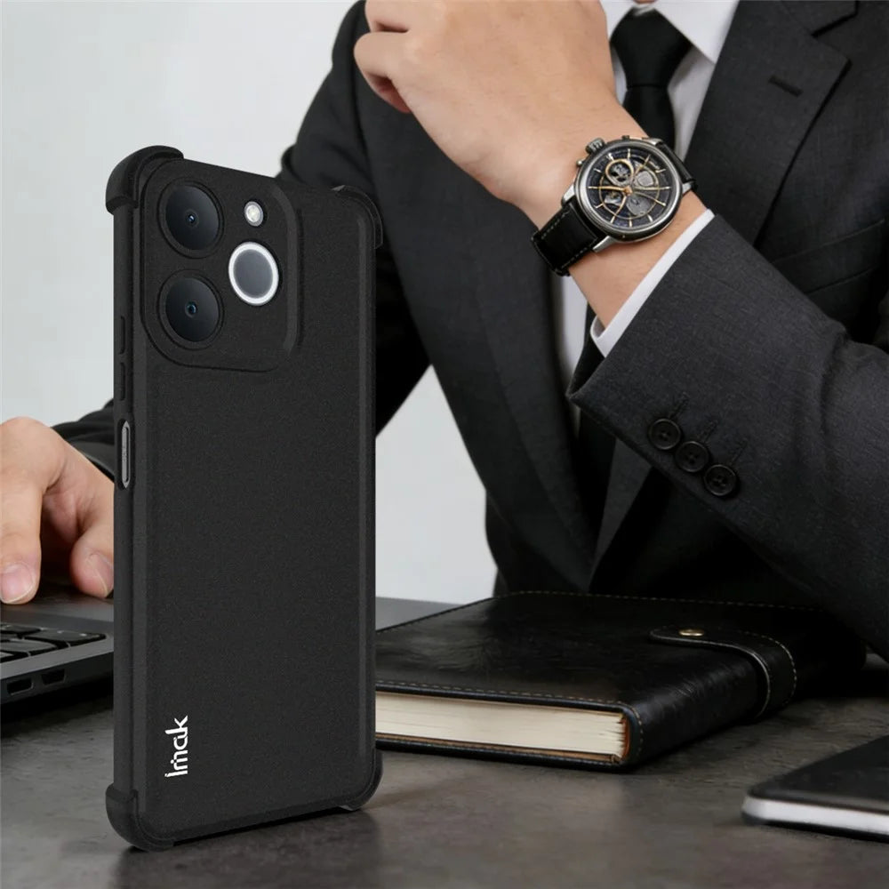 IMAK For Realme Note 70T 4G  /  Note 70 4G  /  Narzo 80 Lite 4G  /  P4 Lite 4G Case TPU Phone Cover Airbag Shockproof Protection - Matte Black - 4