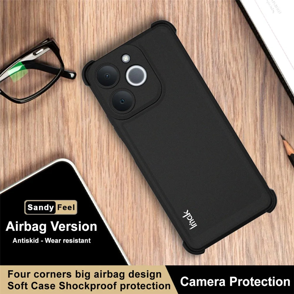 IMAK For Realme Note 70T 4G  /  Note 70 4G  /  Narzo 80 Lite 4G  /  P4 Lite 4G Case TPU Phone Cover Airbag Shockproof Protection - Matte Black - 5