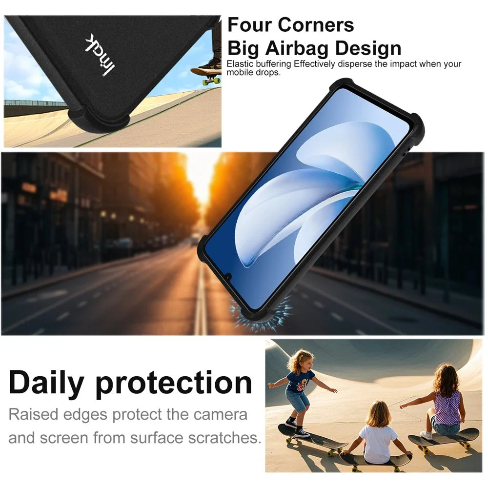 IMAK For Realme Note 70T 4G  /  Note 70 4G  /  Narzo 80 Lite 4G  /  P4 Lite 4G Case TPU Phone Cover Airbag Shockproof Protection - Matte Black - 6