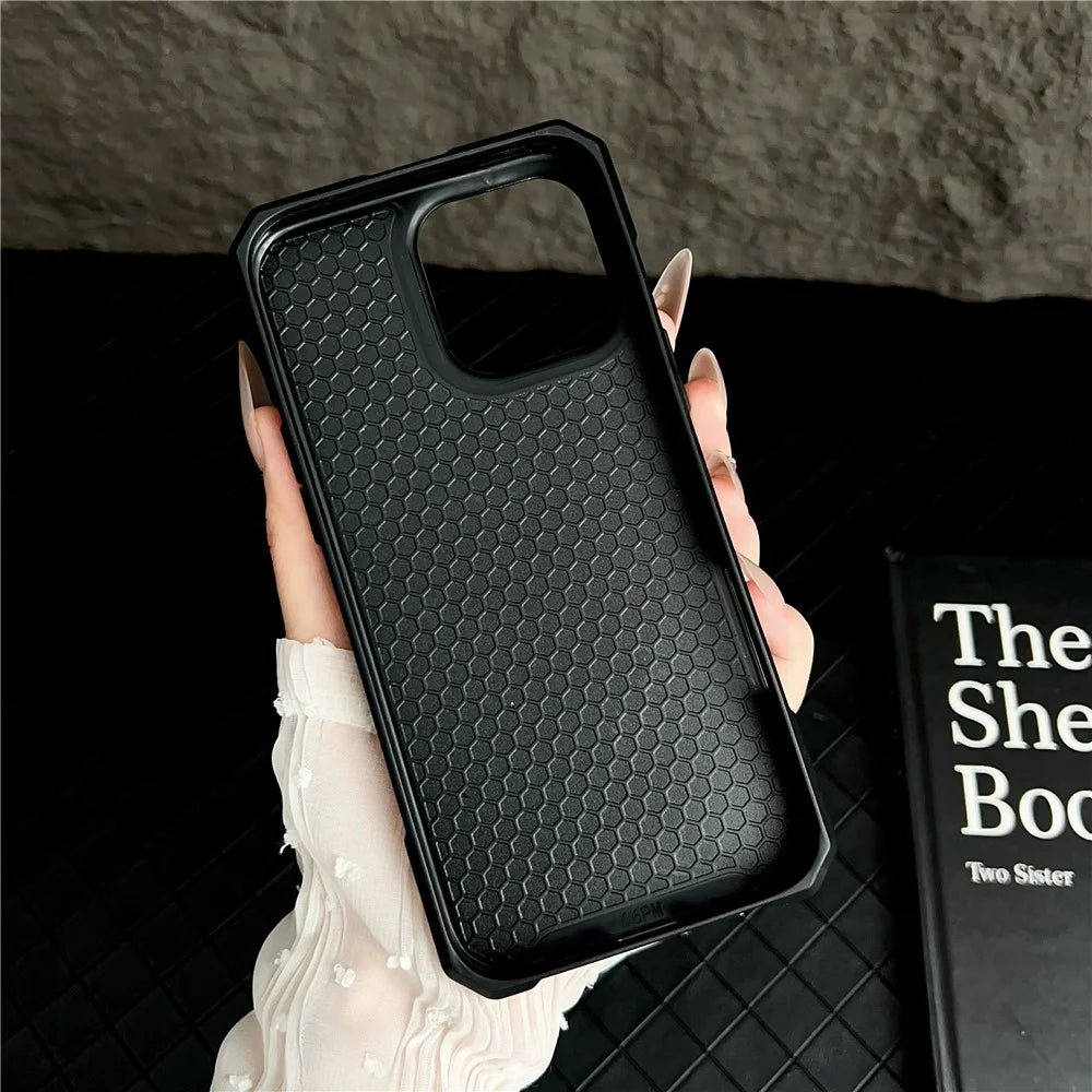 For iPhone 16 Pro Max Magnetic Case Circuit Board Design PC + TPU Corner Protection Phone Cover - White Plaid - 3
