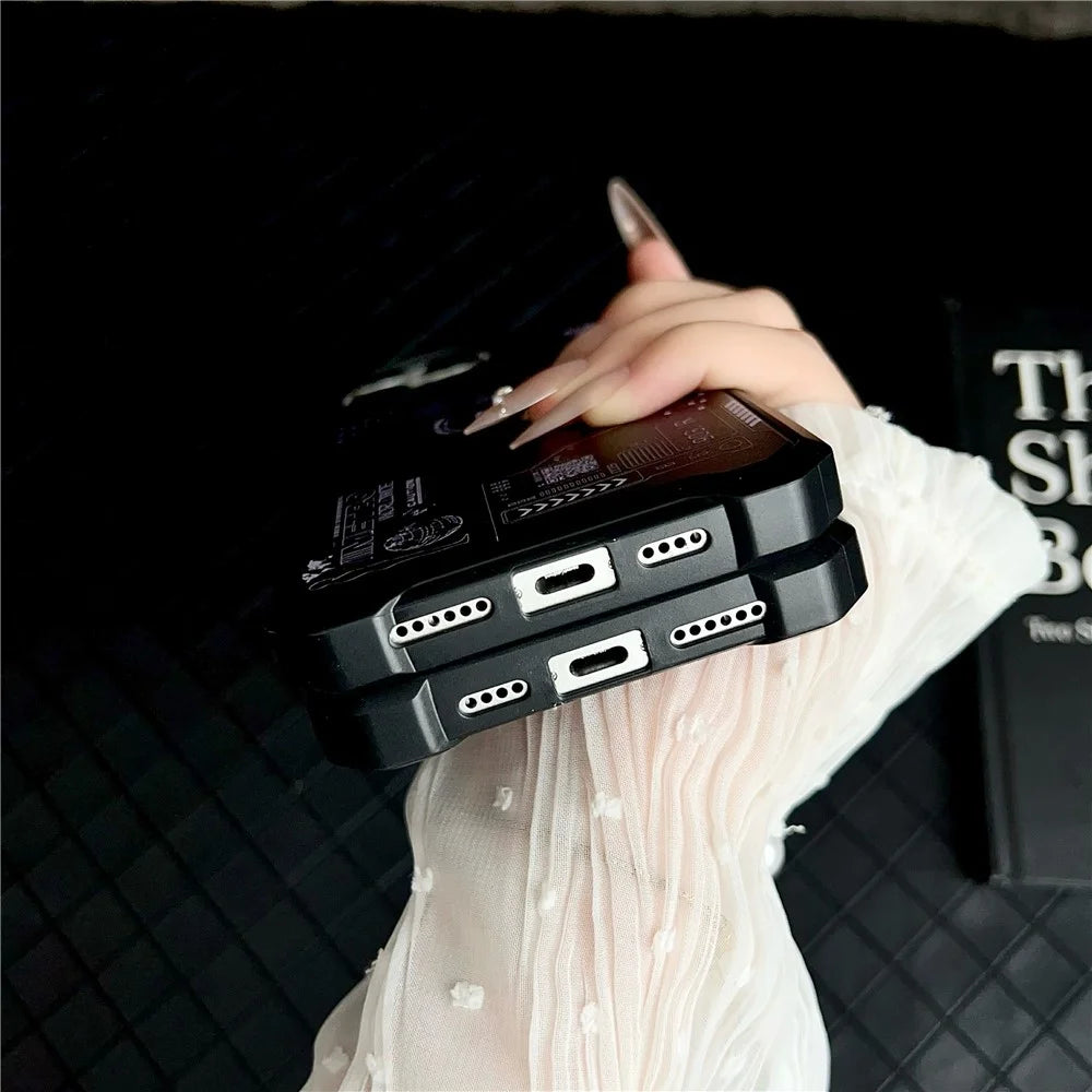 For iPhone 16 Pro Magnetic Case Circuit Board Design PC + TPU Corner Protection Phone Cover - White Plaid - 5