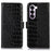 For OnePlus Nord CE6 Lite 5G  /  Realme P4x 5G Case RFID Blocking Wallet Crocodile Texture Genuine Cow Leather Phone Cover - Black - 1