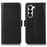 For OnePlus Nord CE6 Lite 5G  /  Realme P4x 5G Case RFID Blocking Genuine Cow Leather Wallet Phone Cover - Black - 1