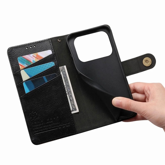 For Blackview Wave 7C Case Color Splicing TPU PU Leather Flip Shockproof Phone Cover with Wrist Strap - Black - 5