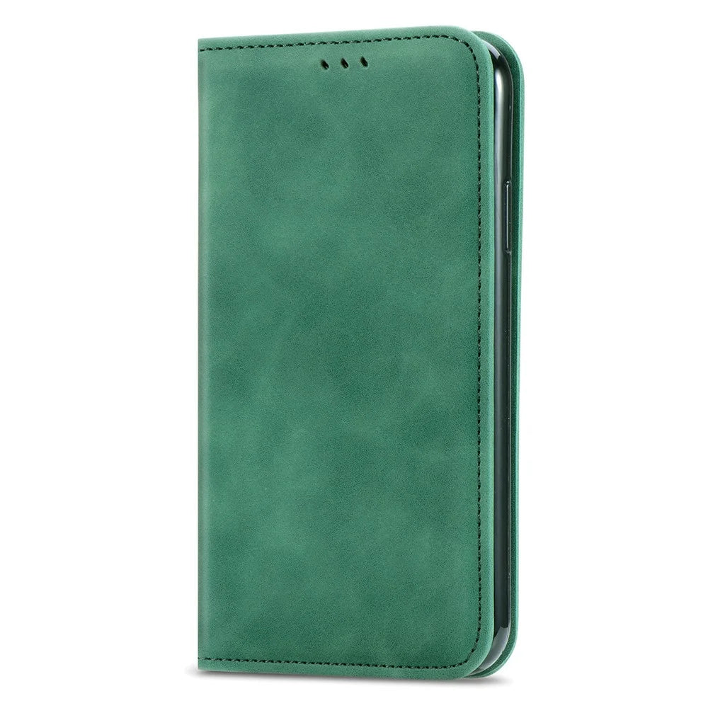 For Blackview Wave 7C Leather Case with Card Holder Magnetic Absorption Phone Cover - Green - 5