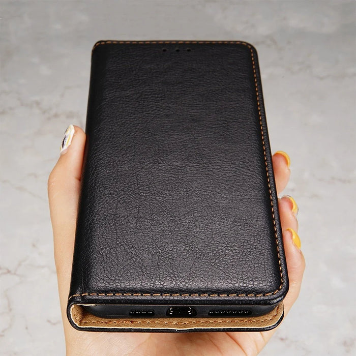 For Nokia X30 5G PU Leather Anti-scratch Phone Case Foldable Stand Wallet Magnetic Auto Closing Cover - Black - 6