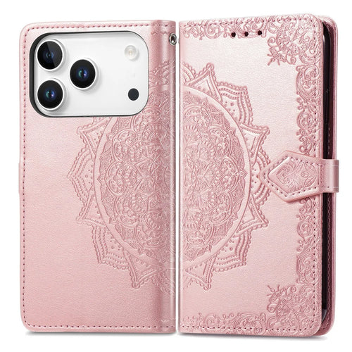 For Blackview Wave 7C Wallet Case Mandala Flower Leather Phone Cover Stand - Rose Gold - 1