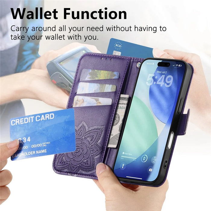 For Blackview Wave 7C Case with Strap Butterfly Pattern PU Leather Wallet Phone Cover - Dark Purple - 7