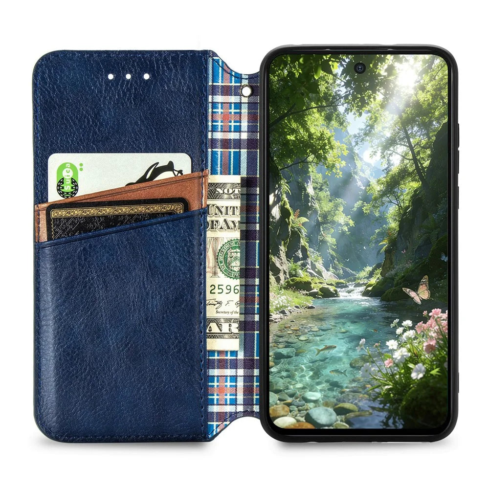 For Blackview Wave 7C Case Rhombus Imprint PU Leather Wallet Phone Cover - Blue - 2