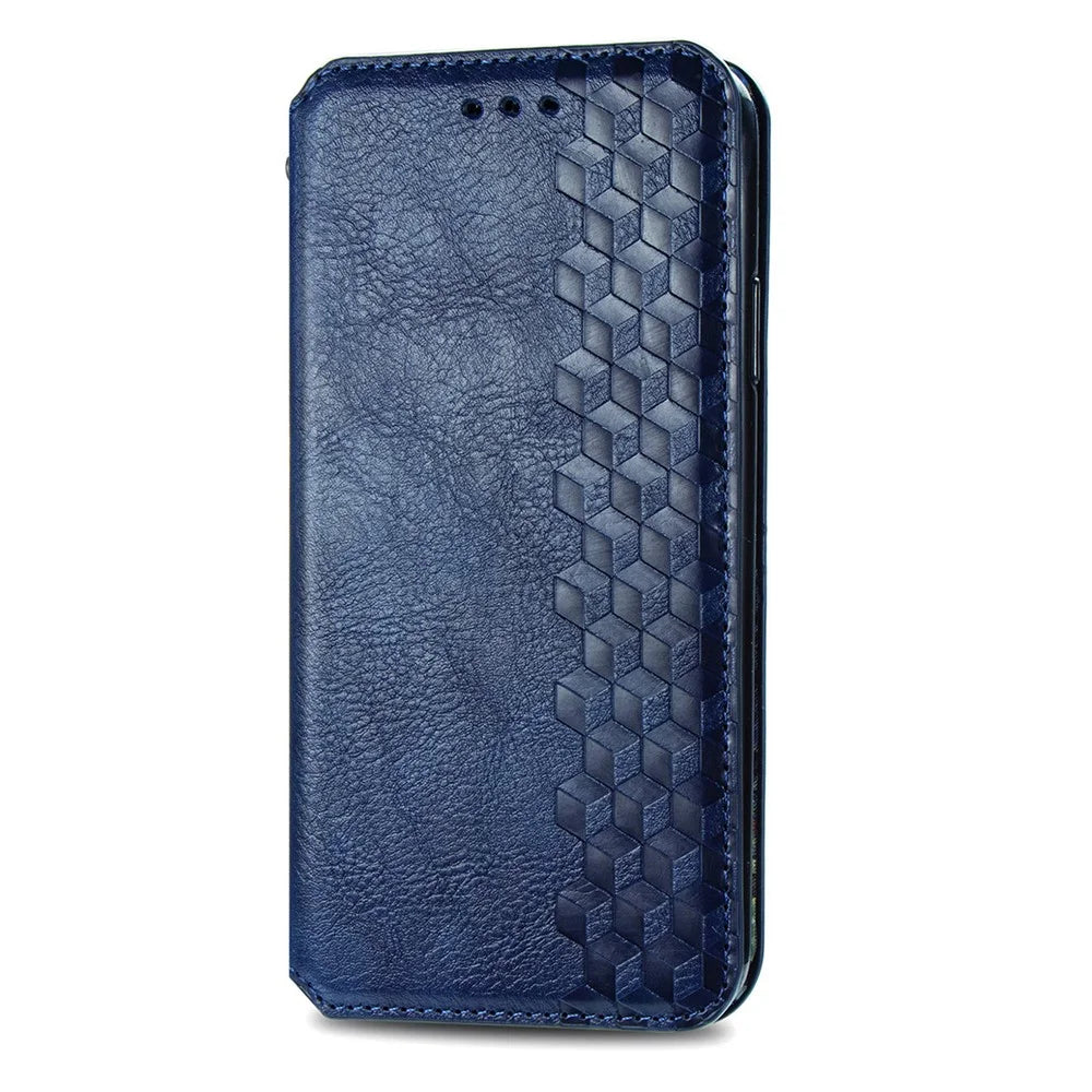 For Blackview Wave 7C Case Rhombus Imprint PU Leather Wallet Phone Cover - Blue - 5