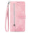 For Blackview Wave 7C Zipper Wallet Case with Strap Flower Imprint PU Leather Phone Cover - Pink - 5