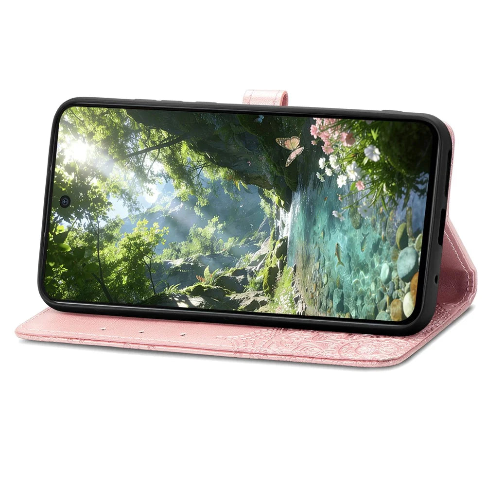 For vivo V70 FE 5G Wallet Case Mandala Flower Leather Phone Cover Stand - Rose Gold - 3
