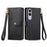 For vivo V70 FE 5G Case RFID Blocking Zipper Pocket Leather Wallet Phone Cover with Strap - Black - 4
