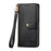 For vivo V70 FE 5G Case RFID Blocking Zipper Pocket Leather Wallet Phone Cover with Strap - Black - 5