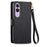 For vivo V70 FE 5G Case RFID Blocking Zipper Pocket Leather Wallet Phone Cover with Strap - Black - 6