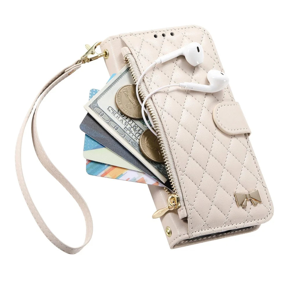 For vivo V70 FE 5G Stand Case Imprint TPU PU Leather Zipper Pocket Wallet Phone Cover with Strap - White - 5