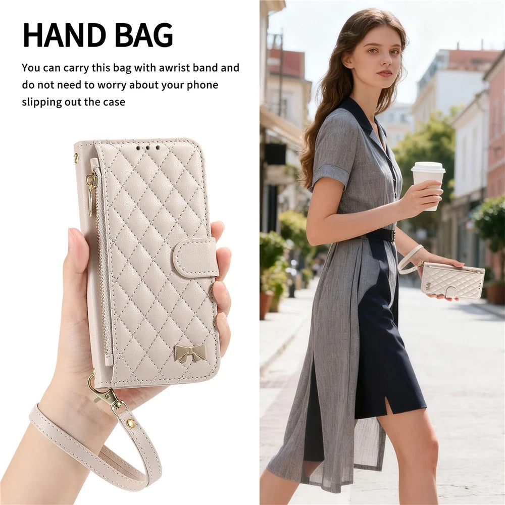 For vivo V70 FE 5G Stand Case Imprint TPU PU Leather Zipper Pocket Wallet Phone Cover with Strap - White - 7