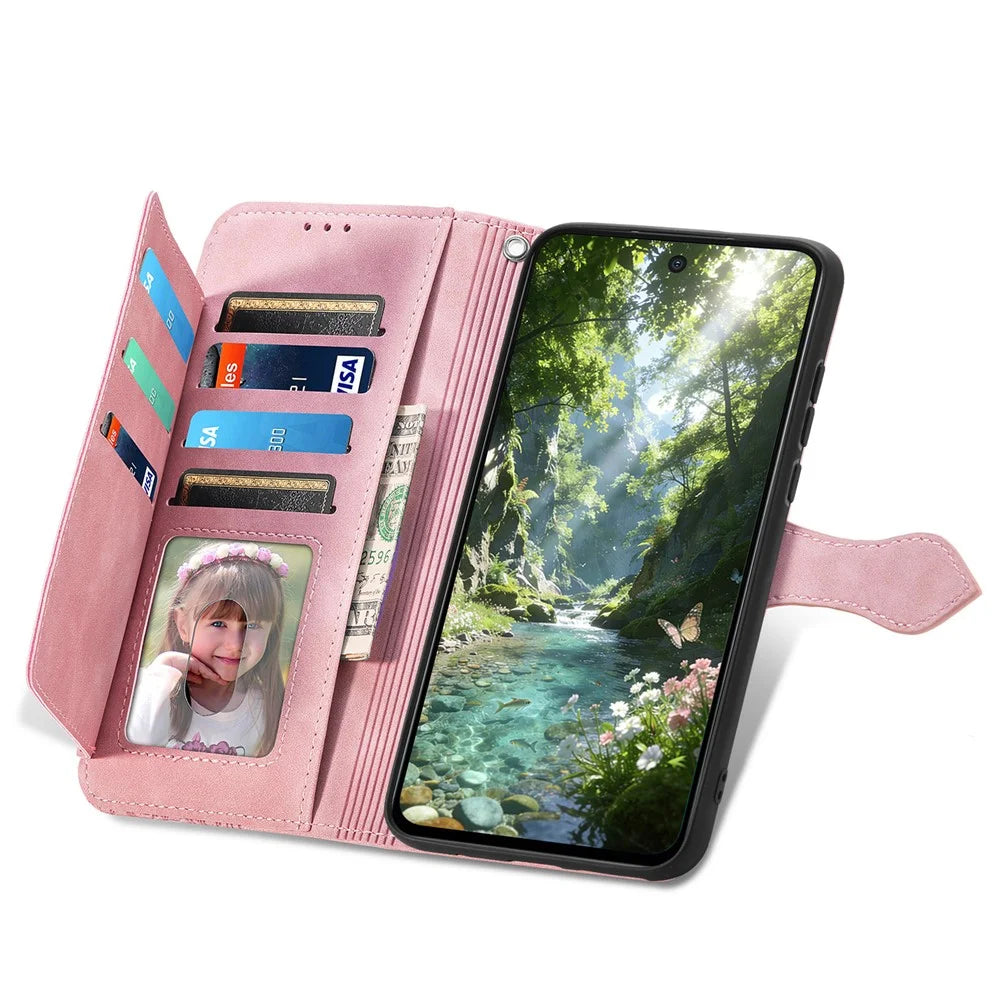 For vivo V70 FE 5G Zipper Wallet Case with Strap Flower Imprint PU Leather Phone Cover - Pink - 2