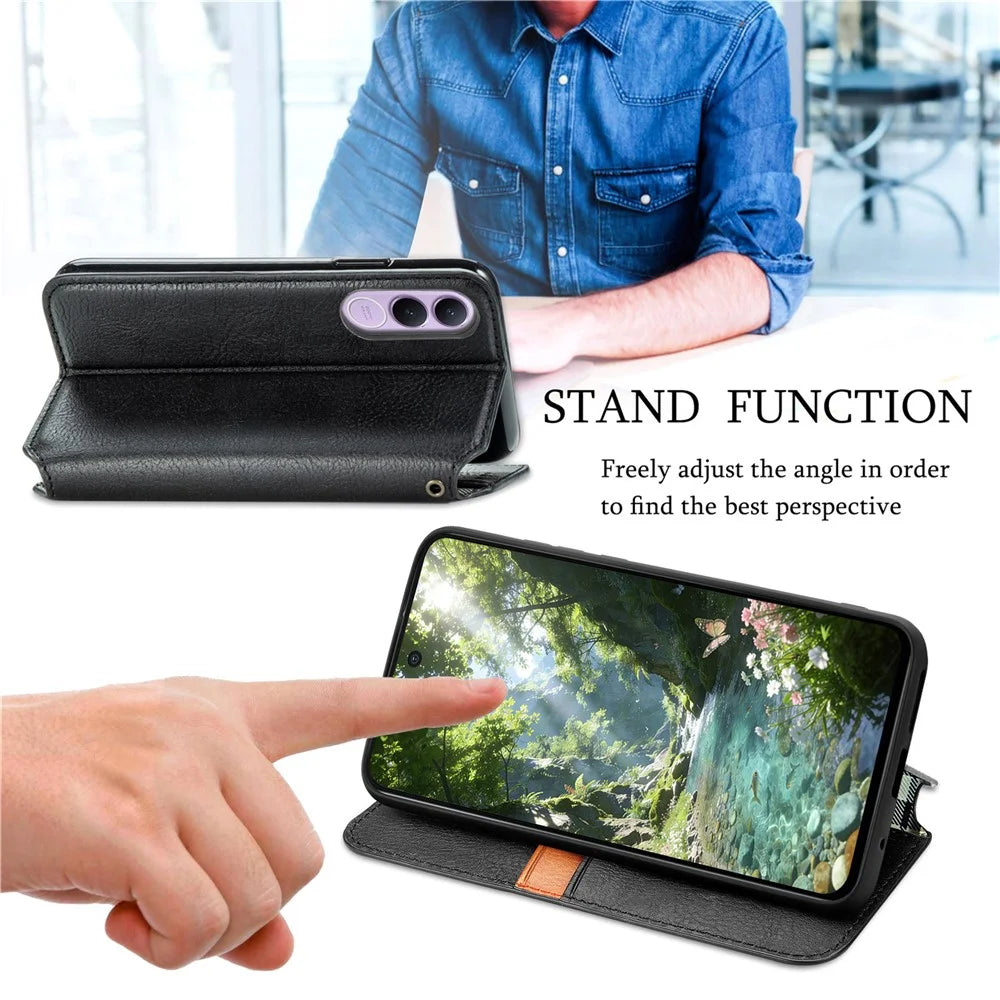 For vivo V70 FE 5G Case Rhombus Imprint PU Leather Wallet Phone Cover - Black - 4