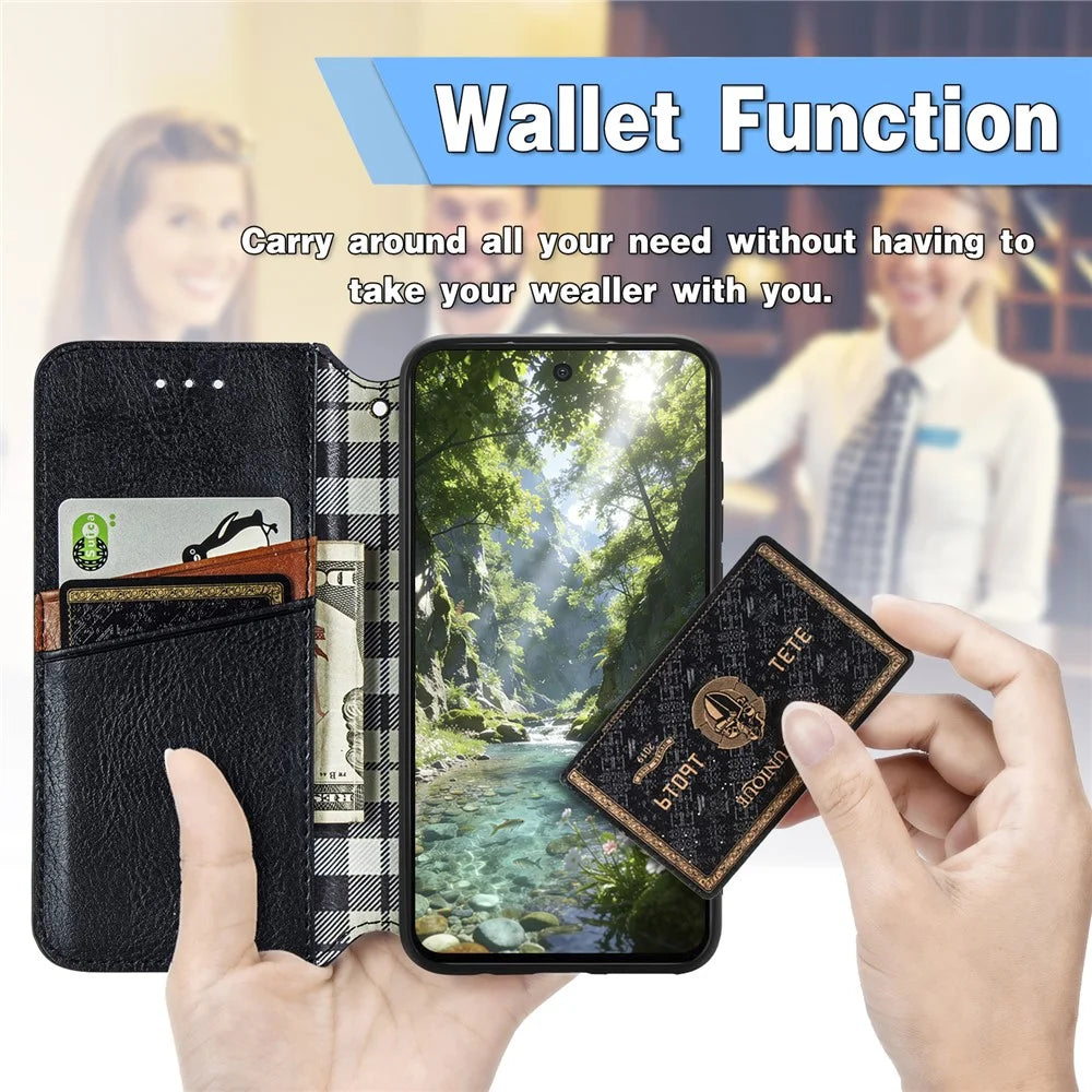 For vivo V70 FE 5G Case Rhombus Imprint PU Leather Wallet Phone Cover - Black - 5