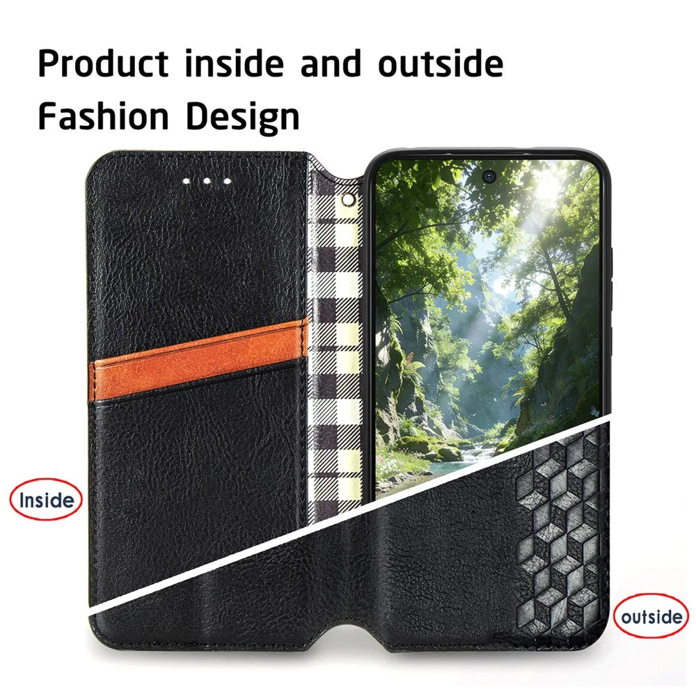 For vivo V70 FE 5G Case Rhombus Imprint PU Leather Wallet Phone Cover - Black - 7