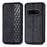 For Natural AI Phone Case Rhombus Imprint PU Leather Wallet Phone Cover - Black - 5