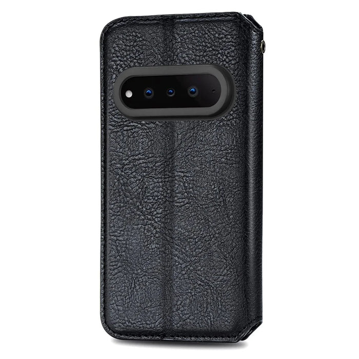 For Natural AI Phone Case Rhombus Imprint PU Leather Wallet Phone Cover - Black - 7