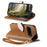 For Natural AI Phone Stand Case Leaf Shape Magnetic Clasp Leather Phone Cover with Hand Strap - Brown - 3