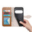 For Natural AI Phone Stand Case Leaf Shape Magnetic Clasp Leather Phone Cover with Hand Strap - Brown - 4