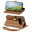 For Natural AI Phone Case Floral Leaf Pattern Multi Card Slots Zipper Leather Phone Cover with Wrist Strap - Brown - 4