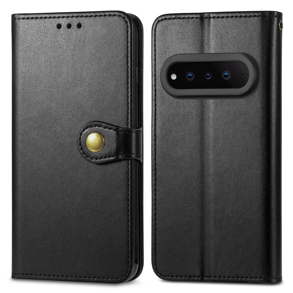 For Natural AI Phone Case Wallet Stand Leather Phone Cover with Wrist Strap - Black - 1