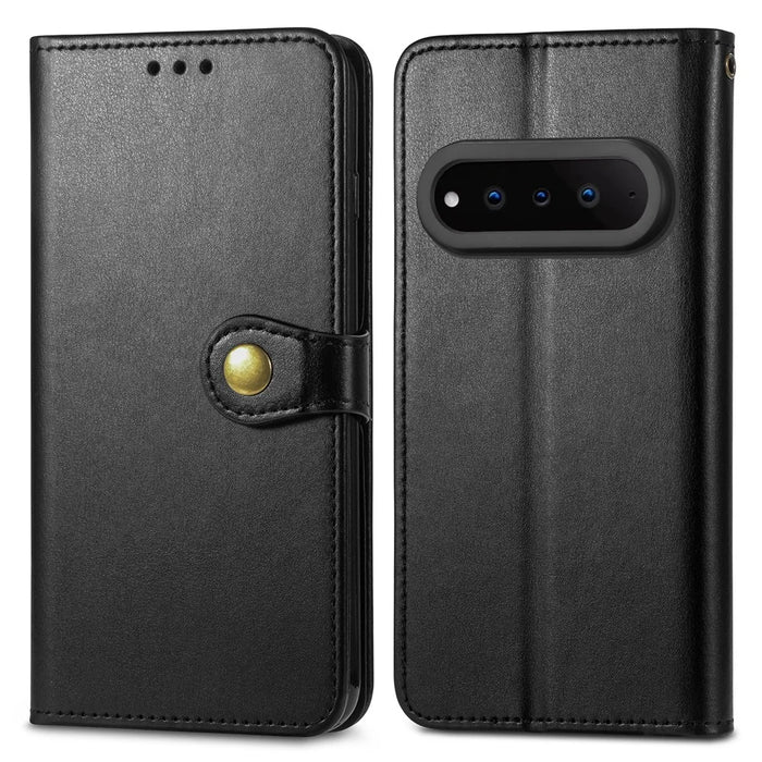 For Natural AI Phone Case Wallet Stand Leather Phone Cover with Wrist Strap - Black - 1