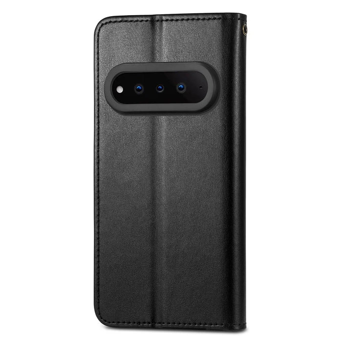 For Natural AI Phone Case Wallet Stand Leather Phone Cover with Wrist Strap - Black - 6