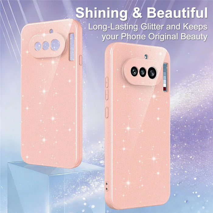 For Nothing Phone (4a) Magnetic Case Glitter TPU Shockproof Phone Cover with Lanyard - Pink - 5