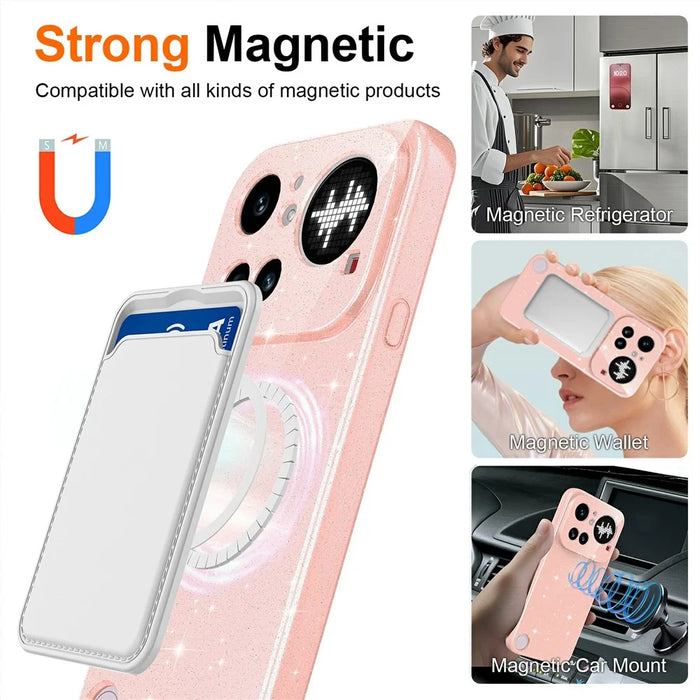 For Nothing Phone (4a) Pro Magnetic Case Glitter TPU Shockproof Phone Cover with Lanyard - Pink - 4