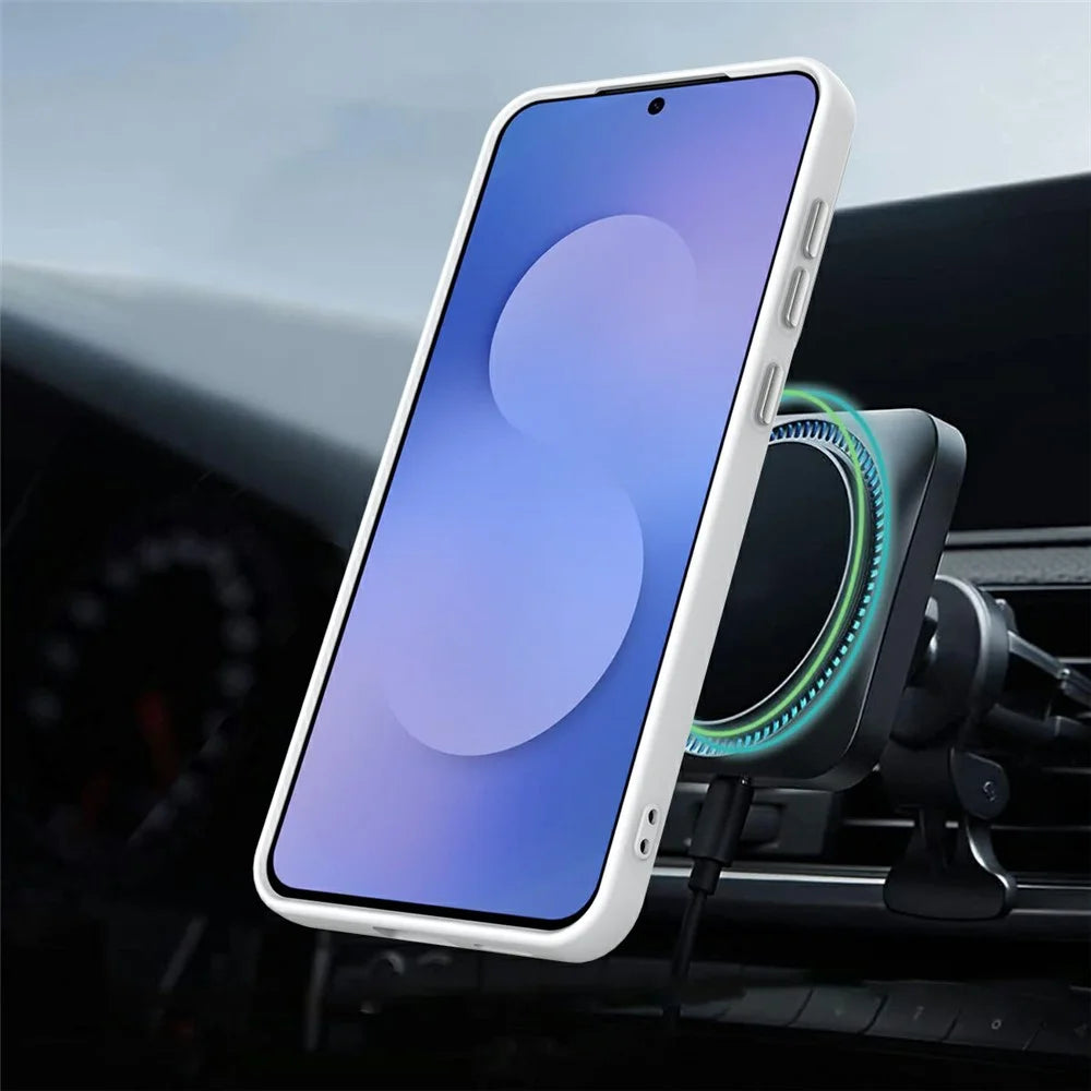 For Samsung Galaxy A27 5G  Magnetic Case Rotating Ring Kickstand TPU + PC Back Cover - White - 7
