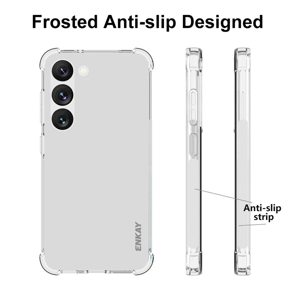 ENKAY HAT PRINCE For Samsung Galaxy S23 TPU Thickened Corners Shock Absorb Case Anti-slip Strip Edge Clear Phone Cover - 4