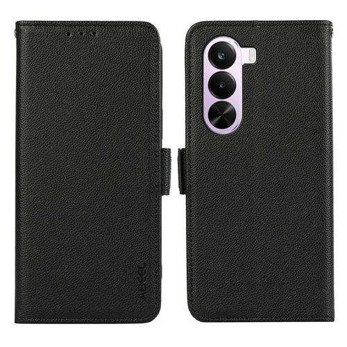 ABEEL For OnePlus Nord CE6 Lite 5G  /  Realme P4x 5G Case Litchi Texture Leather RFID Blocking Phone Cover - Black - 1