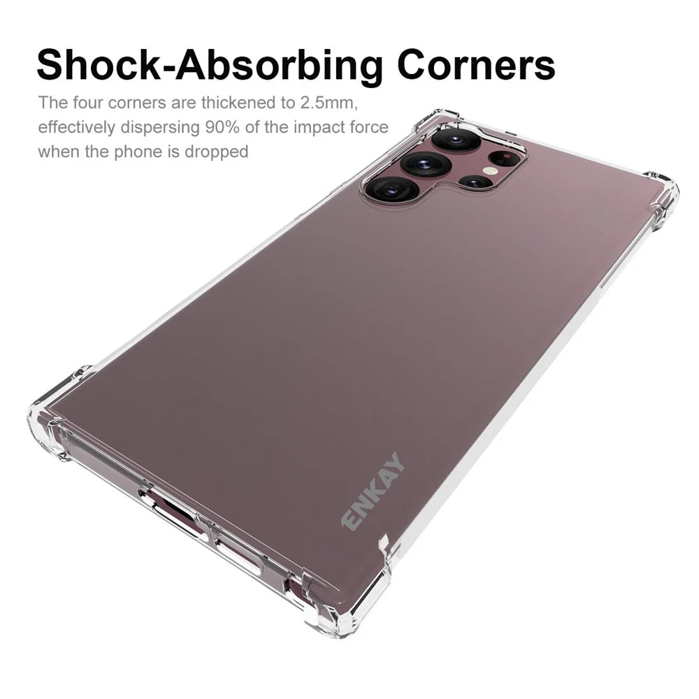 ENKAY HAT PRINCE For Samsung Galaxy S23 Ultra Soft TPU Thickened Corners Shock Absorption Cover Anti-slip Strip Edge Clear Phone Case - 2