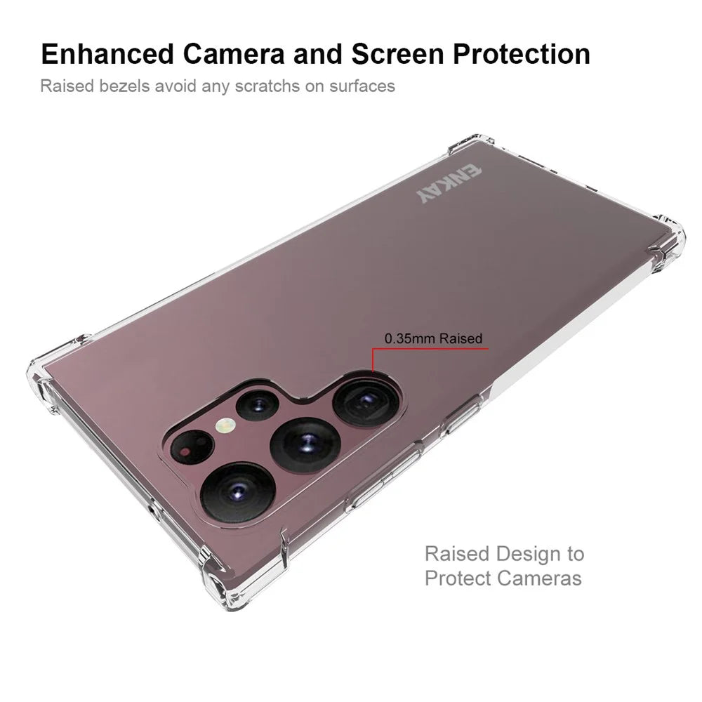 ENKAY HAT PRINCE For Samsung Galaxy S23 Ultra Soft TPU Thickened Corners Shock Absorption Cover Anti-slip Strip Edge Clear Phone Case - 3