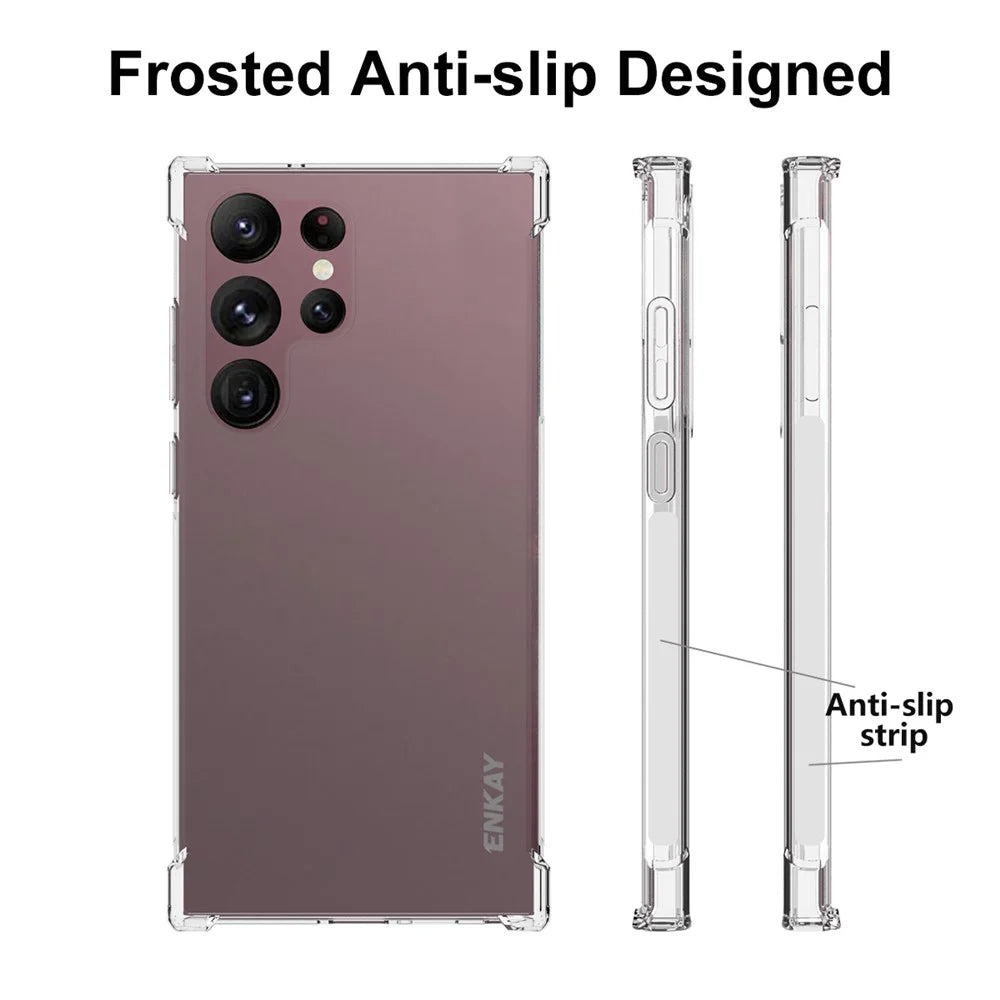 ENKAY HAT PRINCE For Samsung Galaxy S23 Ultra Soft TPU Thickened Corners Shock Absorption Cover Anti-slip Strip Edge Clear Phone Case - 4