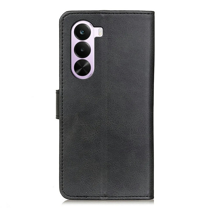 For OnePlus Nord CE6 Lite 5G / Realme P4x 5G Case Cowhide Texture Leather Wallet Stand Phone Cover - Black - 7