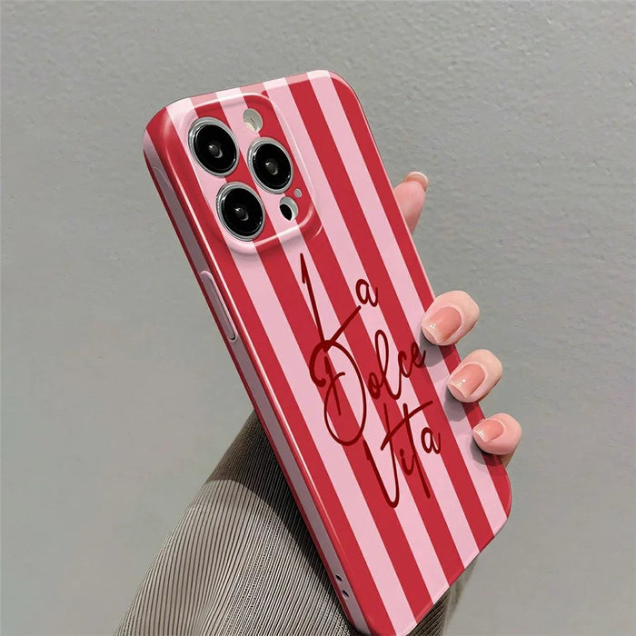 For iPhone 15 Plus Case Colorful Stripe Pattern Shockproof Hard PC Phone Cover - Letter - 3