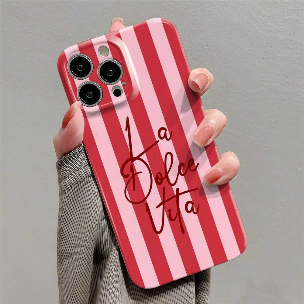 For iPhone 17 Case Colorful Stripe Pattern Shockproof Hard PC Phone Cover - Letter - 1
