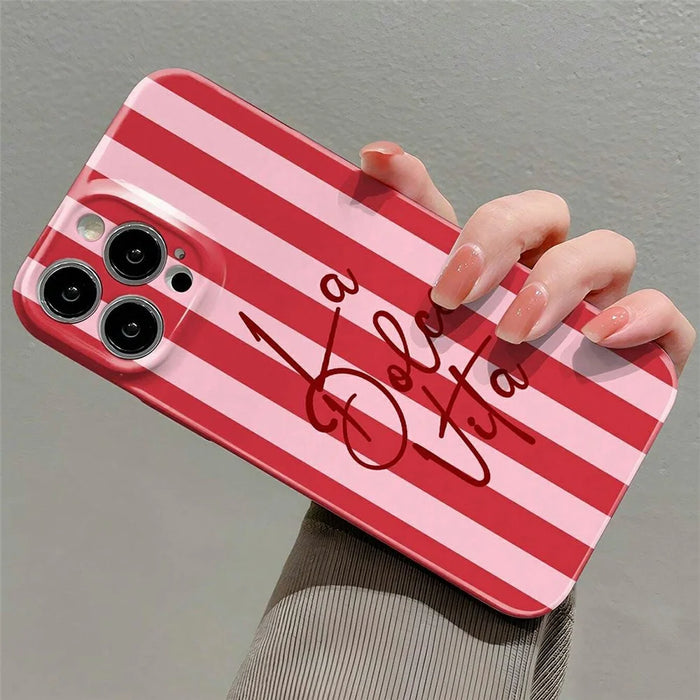 For iPhone 16 Pro Max Case Colorful Stripe Pattern Shockproof Hard PC Phone Cover - Letter - 2