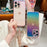 For iPhone 16 Pro Max Case Heart Pattern Iridescent Gradient TPU Phone Cover with Beaded Strap - Colorful Pink - 4